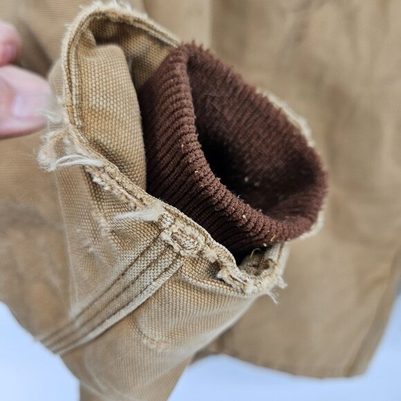 Carhartt Jacket Mens Large Brown Quilted Workwear Distressed Canvas Lined Zip - Picture 6 of 14